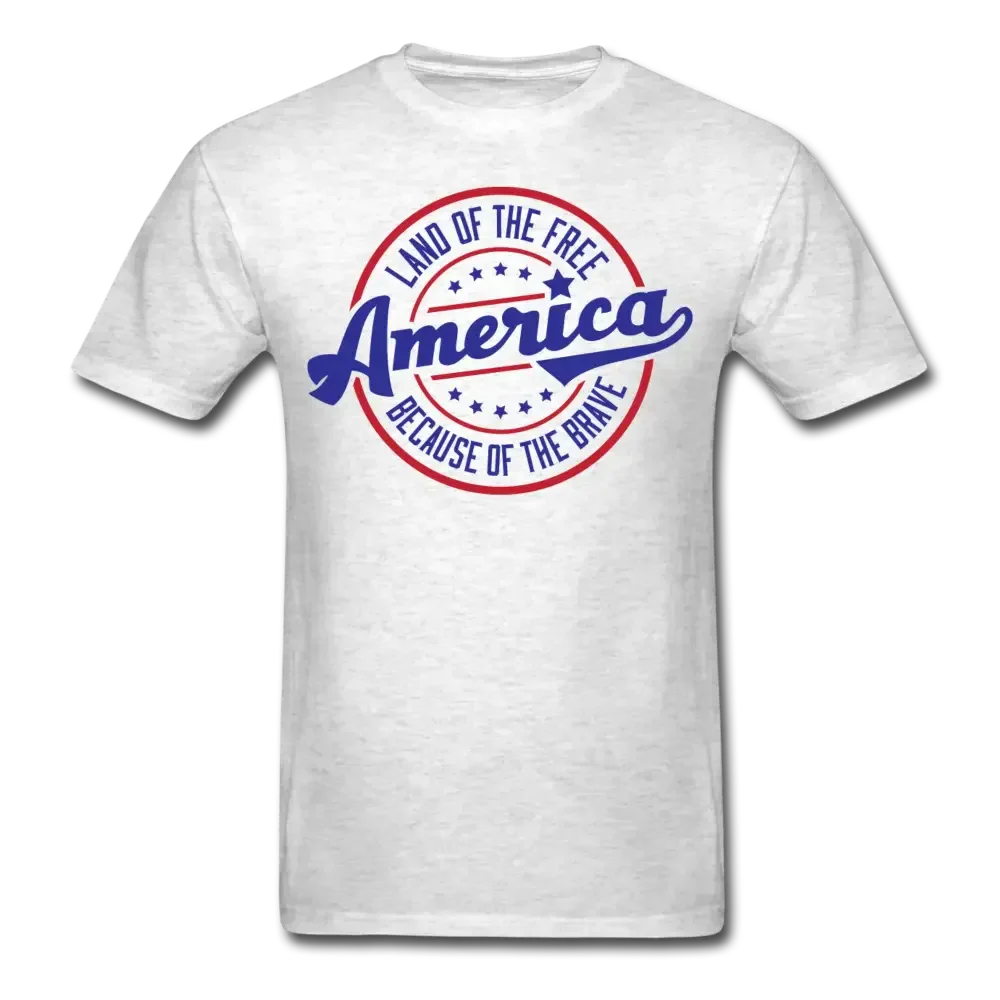 America: Land of the Free Because of the Brave T-Shirt - light heather gray