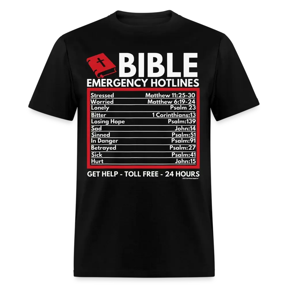 Bible Emergency Hotlines Unisex Classic T-Shirt - black