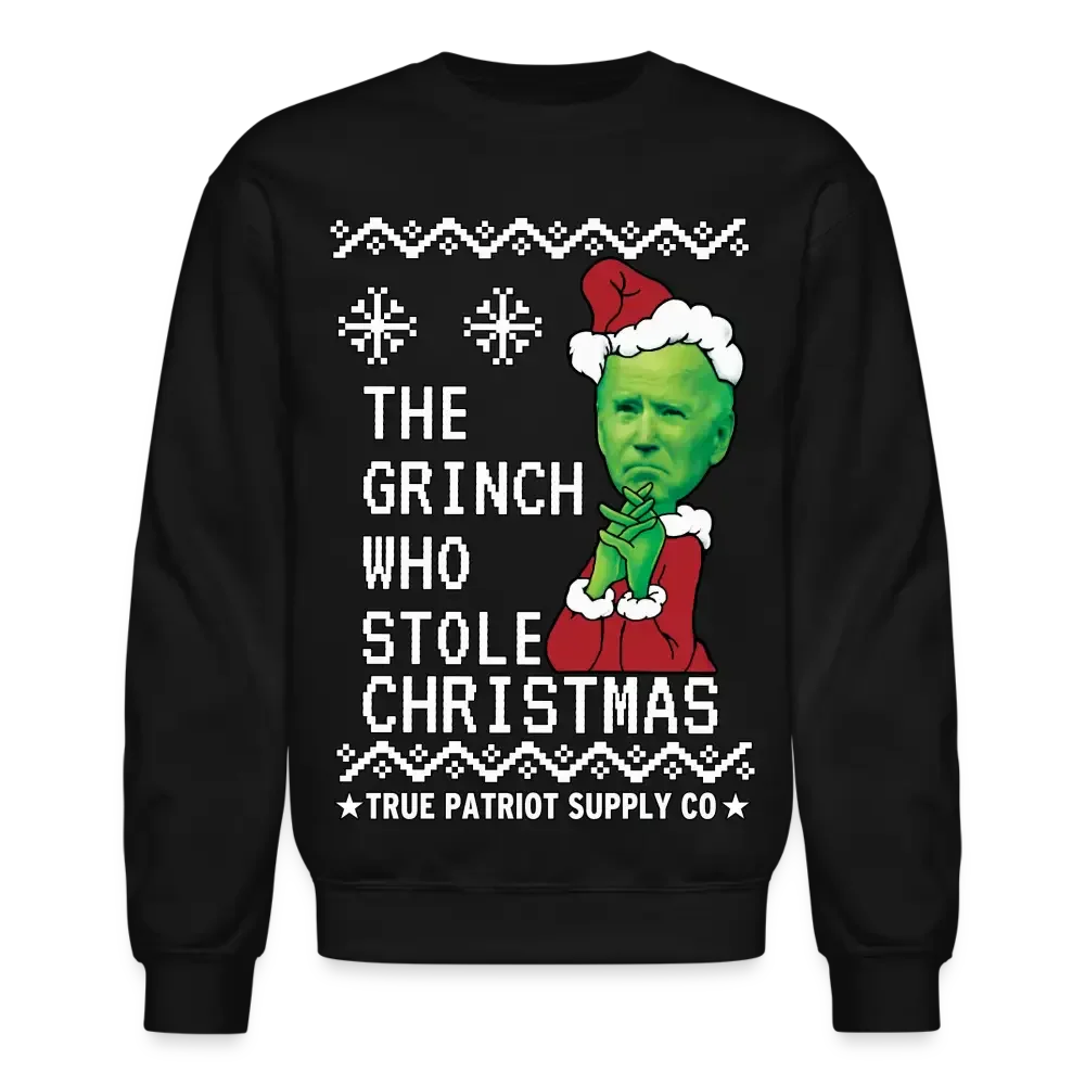 Joe Biden - The Grinch Who Stole Christmas Funny Ugly Christmas Unisex Crewneck Sweatshirt - black