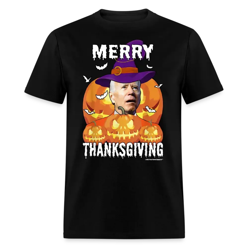 Merrry Thanksgiving Confused Biden Funny Halloween Unisex Classic T-Shirt - black