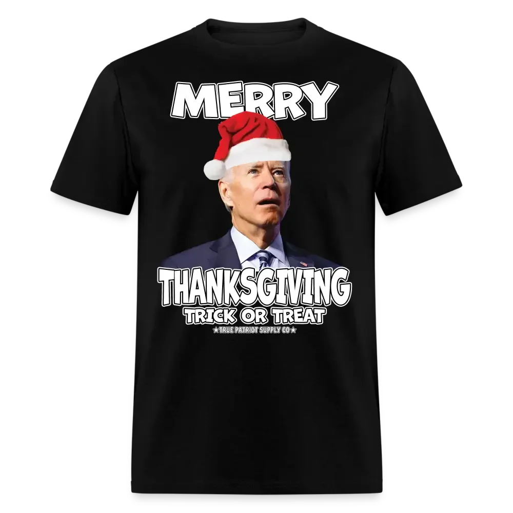 Merry Thanksgiving Trick Or Treat Confused Biden Unisex Classic T-Shirt - black
