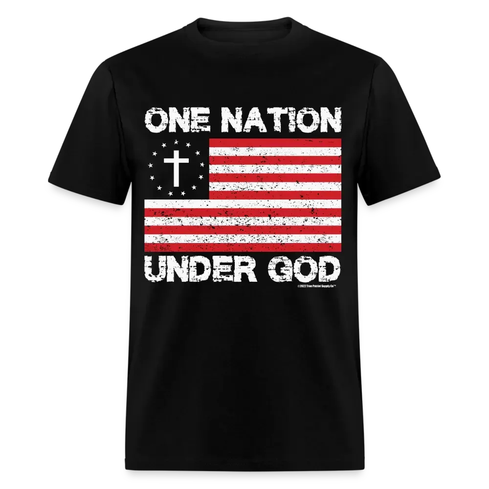 One Nation Under God Christian Flag Unisex Classic T-Shirt - black