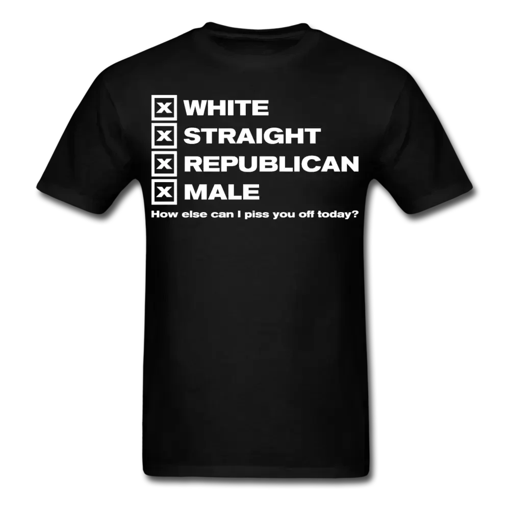 White Straight Republican Male T-Shirt - black
