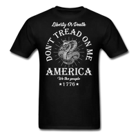Load image into Gallery viewer, Don&#39;t Tread on Me - Liberty or Death Patriotic T-Shirt - black
