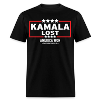 Load image into Gallery viewer, Kamala Lost America Won Trump 2024 Victory Unisex Classic T-Shirt - black
