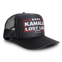 Load image into Gallery viewer, Kamala Lost LOL Trucker Hat Mesh Cap - Black/Black
