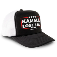 Load image into Gallery viewer, Kamala Lost LOL Trucker Hat Mesh Cap - Black/White
