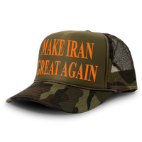 Load image into Gallery viewer, Make Iran Great Again Trucker Hat Mesh Cap - Green/Camo
