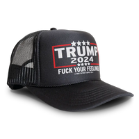 Load image into Gallery viewer, Trump 2024 Fuck Your Feelings Foam Trucker Hat Mesh Cap
