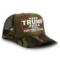 Load image into Gallery viewer, Trump 2024 Fuck Your Feelings Foam Trucker Hat Mesh Cap
