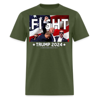 Load image into Gallery viewer, Trump 2024 Shot Assassination Attempt FIGHT Fist Raised Unisex Classic T-Shirt - military green

