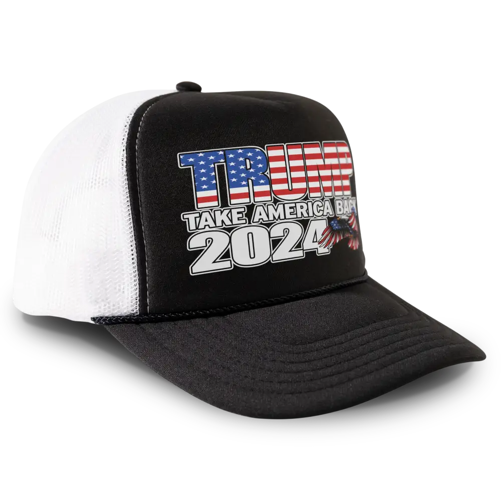 Trade Winds Trump 2024 God Guns Take America Back Woodland Camo Embroidered Cap