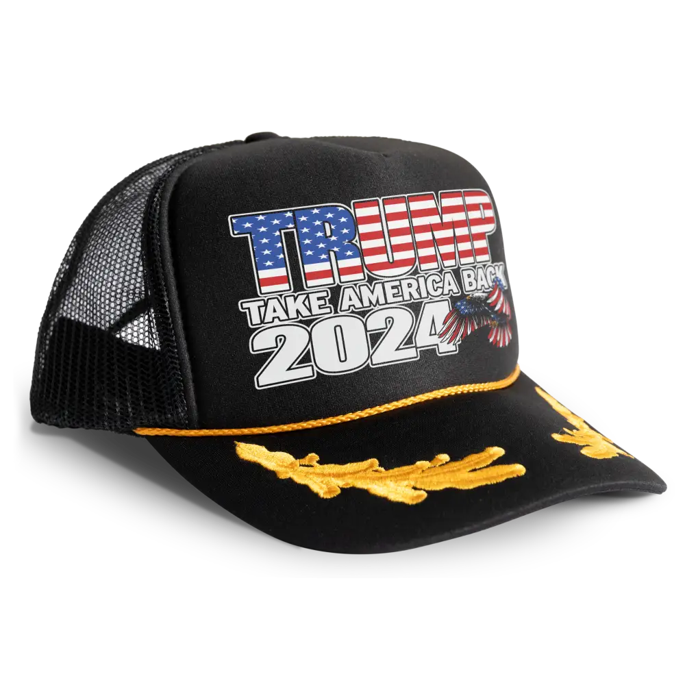 thumbnail image 2 of Trump 2024 'Take America Back' Trucker Hat – Republican Mesh Back Cap, One Size, Trenz Shirt Co. 2 of 4