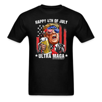 Load image into Gallery viewer, Trump Happy 4th Of July Ultra Maga Beer T-Shirt - black
