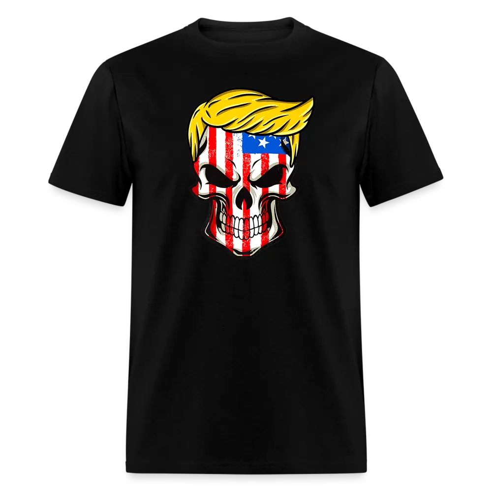 Trump Skull American Flag Trump 2024 T-Shirt - black