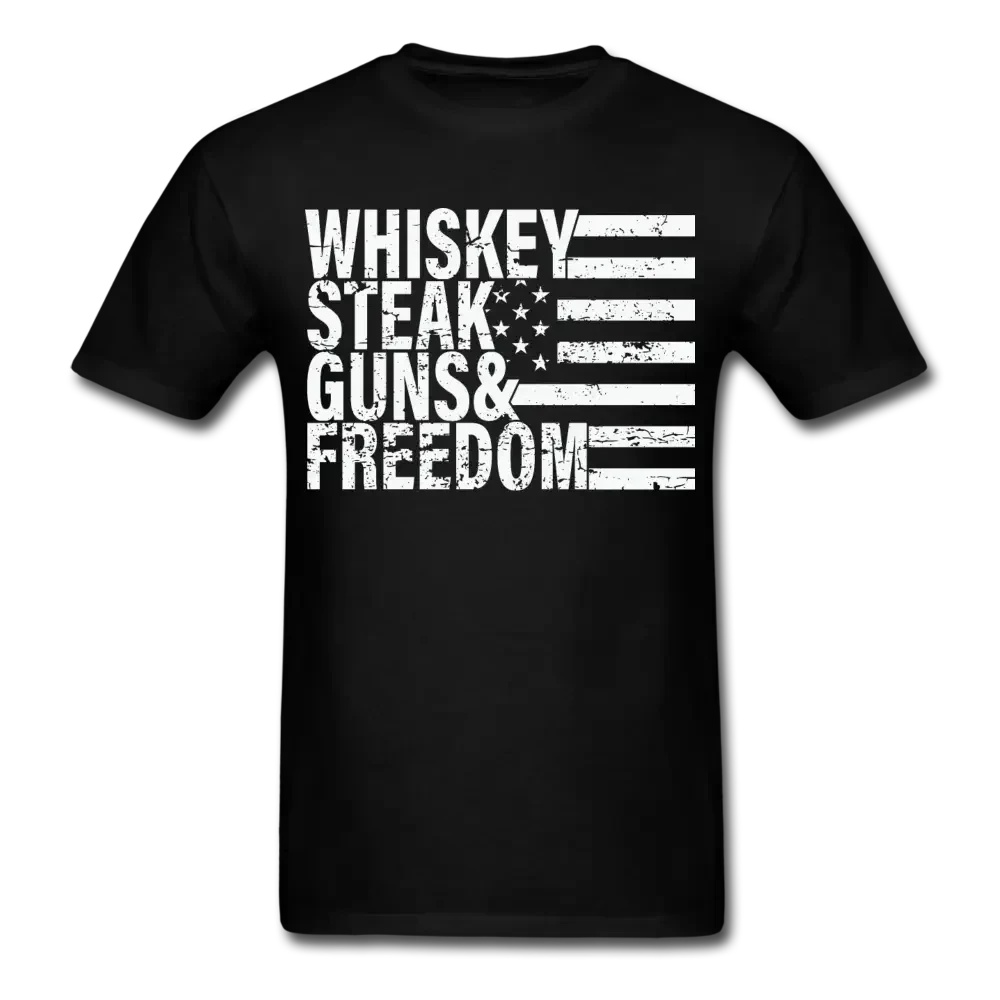 Whiskey Steak Guns & Freedom T-Shirt - black