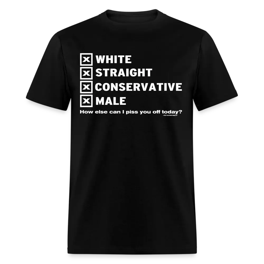 White Straight Conservative Male Unisex Classic T-Shirt - black