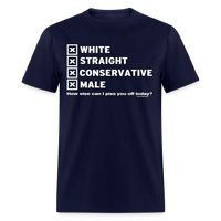 Load image into Gallery viewer, White Straight Conservative Male Unisex Classic T-Shirt - navy
