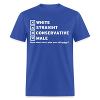Load image into Gallery viewer, White Straight Conservative Male Unisex Classic T-Shirt - royal blue
