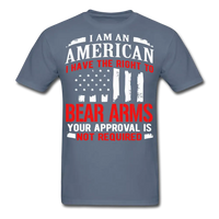 Load image into Gallery viewer, American Right To Bear Arms Your Approval Is Not Required Gun Rights T-Shirt - denim

