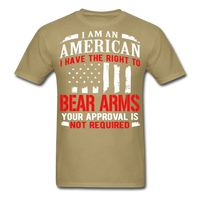 Load image into Gallery viewer, American Right To Bear Arms Your Approval Is Not Required Gun Rights T-Shirt - khaki
