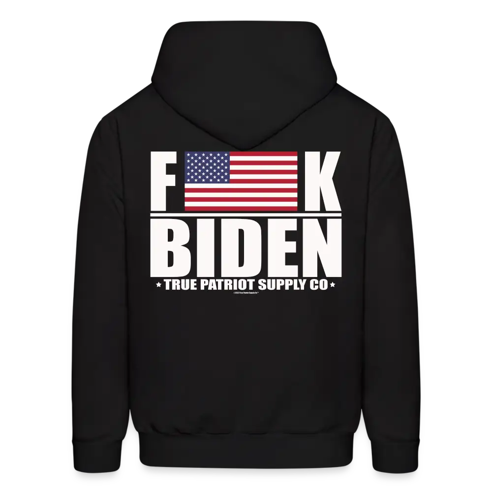 Fuck Biden True Patriot Supply Co FJB American Flag Back Print Men's Pullover Hoodie - black