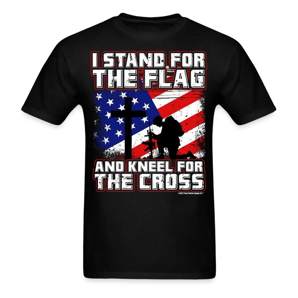 I Stand For The Flag and Kneel For The Cross Conservative Christian T Shirt