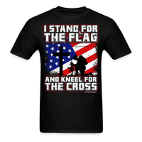 Load image into Gallery viewer, I Stand For The Flag and Kneel For The Cross Conservative Christian T-Shirt - black
